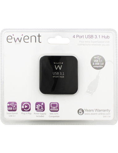 Ewent USB hub met 4 poorten - USB3.1 - Met externe voeding