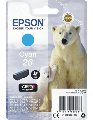 Epson 26 (T261240) Inktcartridge - Cyaan