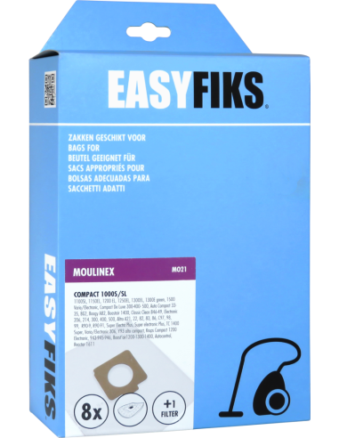Easyfiks MO21 - Stofzuigerzakken - Geschikt voor Moulinex Compact - 8 stuks